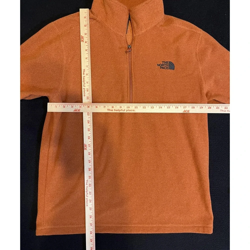 The North Face Pullover Mens Large Orange Fleece 1/4 Zip Stand Collar Hiking‎